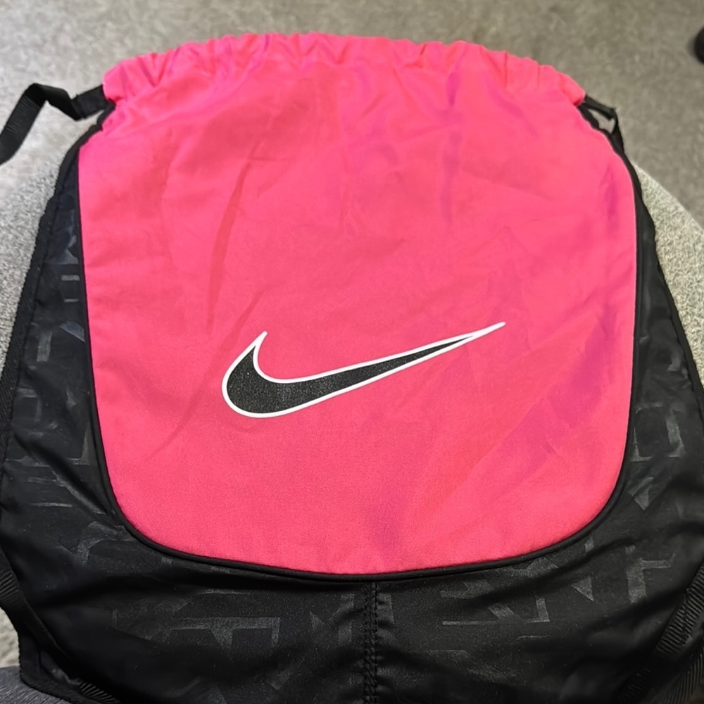 Nike Pink and Black Drawstring Bag